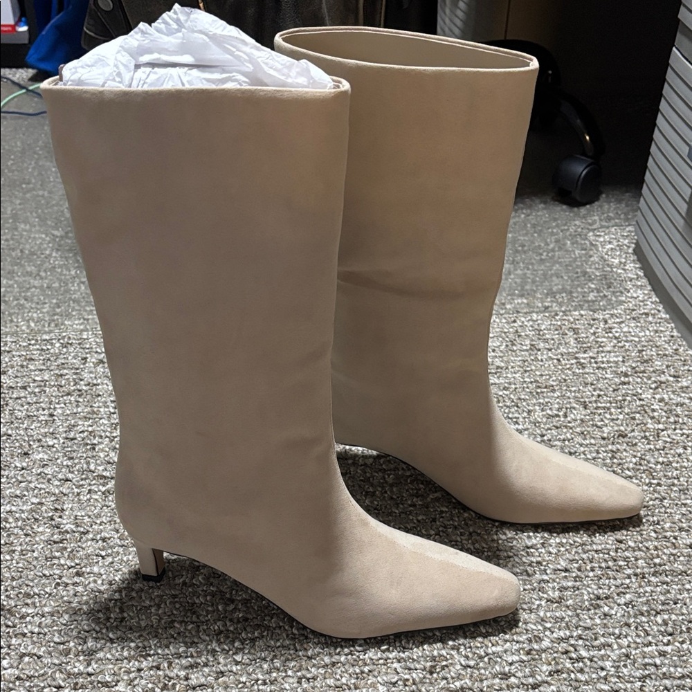Chic Beige Women's Heeled Boots